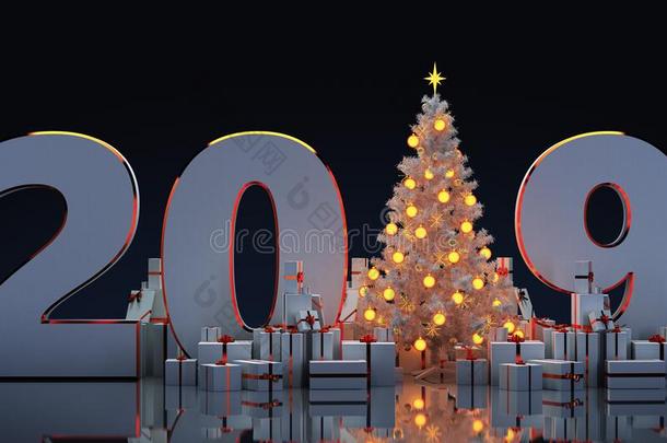 圣诞<strong>节</strong>树和礼物,圣诞<strong>节</strong>观念<strong>2019</strong>.