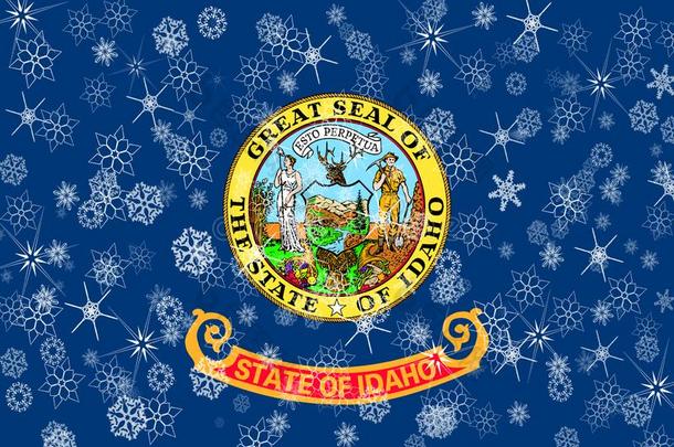 爱达荷州冬雪花旗背景.统一的国家关于美洲