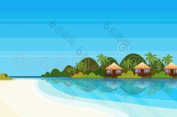 热带的岛和别墅平房旅馆向海滩海滨同意