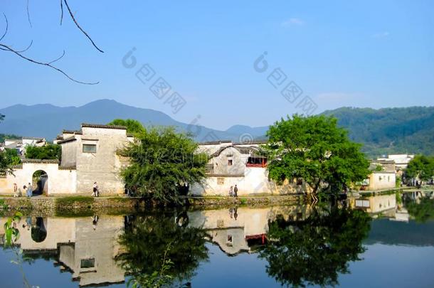 UnitedNationsEducational列入文物保护名册的宏村老的村民和传统的惠州房屋