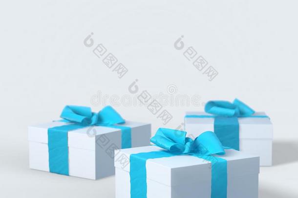 <strong>2018圣诞节</strong>新的年白色的赠品盒和蓝色弓关于利波