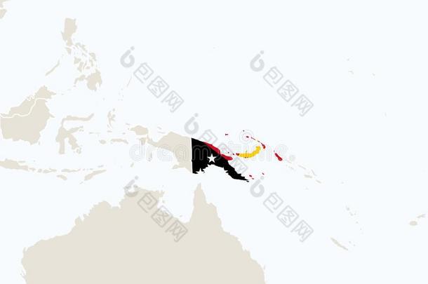 <strong>大洋洲</strong>和突出的巴布亚岛新的畿尼地图
