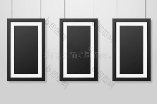 num.三矢量现实的现代的内部黑的空白的木制的海报