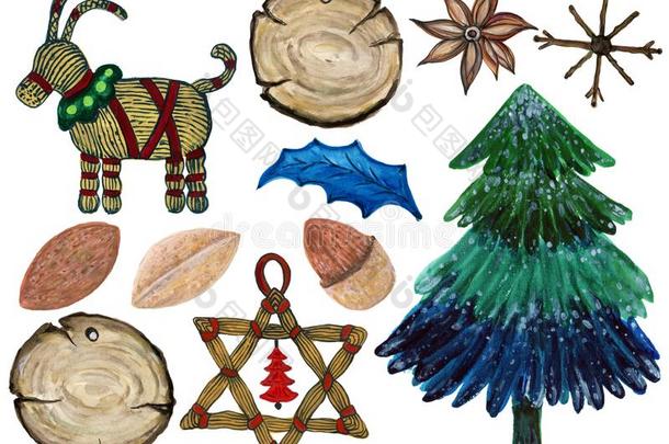 圣诞节树圣诞节装饰从指已提到的人树枝描画的机智