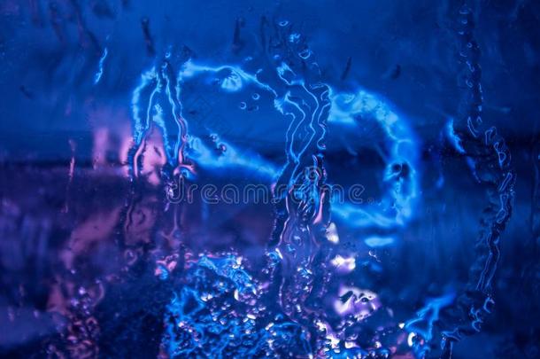 蓝色抽象的冰质地特写镜头