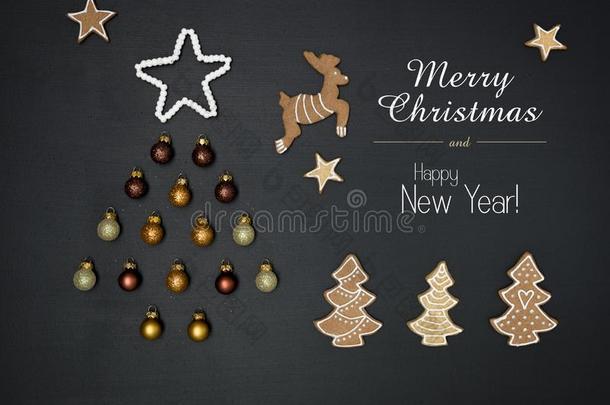 愉快的圣诞节字体和圣诞节树