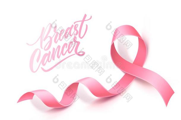 矢量乳房癌症察觉海报粉红色的带