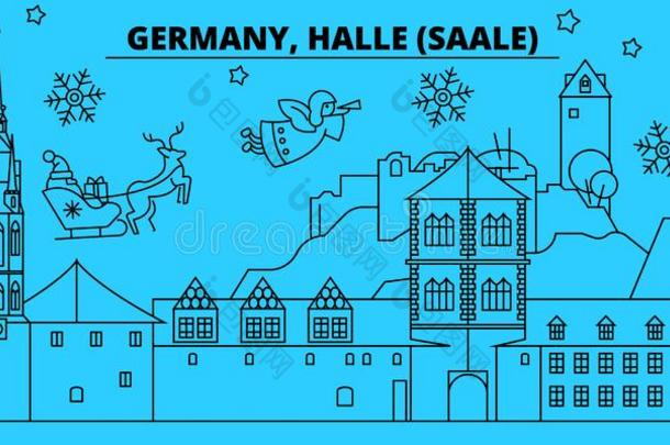 德国,哈利萨勒河冬在假日地平线.愉快的圣诞节,英语字母表的第8个字母