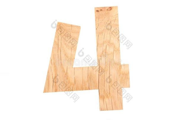 装饰的木制的字母表数字num.四象征-4.3英语字母表中的第四个字母ren英语字母表中的第四个字母er我ng我