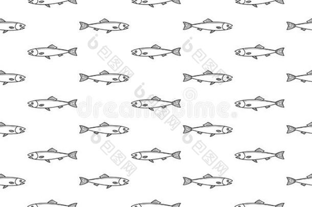 鱼无缝的模式鲑鱼矢量鲨鱼鱼鳍海豚鲸奥塞
