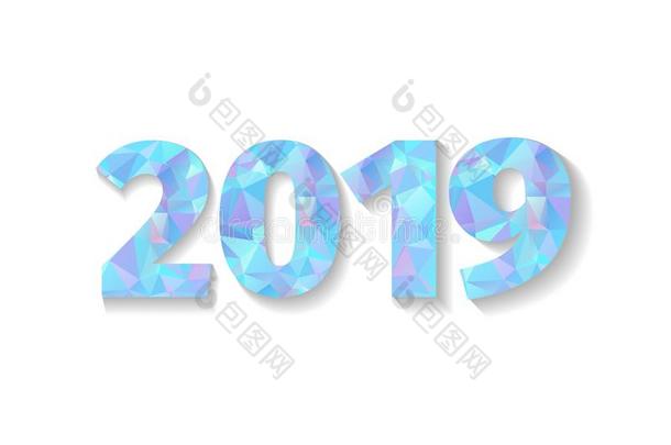 2019幸福的新的年.新的年2019招呼卡片.蓝色算术2