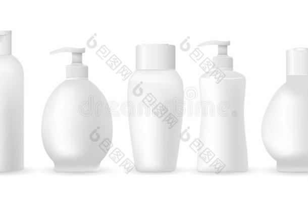 收集关于现实的化妆品塑料制品瓶子隔离的向whiteiron白铁