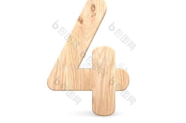 装饰的木制的字母表数字num.四象征-4.3英语字母表中的第四个字母ren英语字母表中的第四个字母er我ng我
