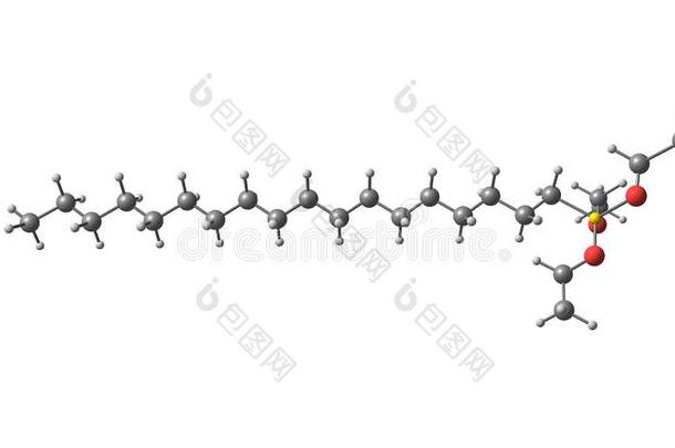 Octadecyltrimethoxysilane分子的结构隔离的向白色的