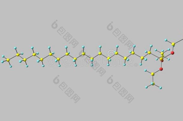 Octadecyltrimethoxysilane分子的结构隔离的向灰色的