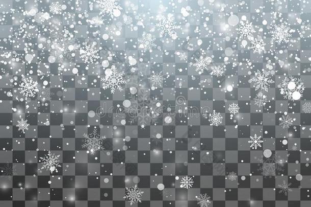 魔法圣诞节下雪样板.落下雪花向透明