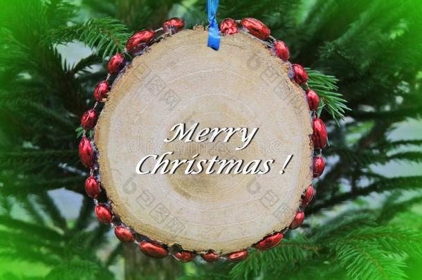 愉快的圣诞节卡片<strong>已完成</strong>的使用冷杉树装饰,立陶宛