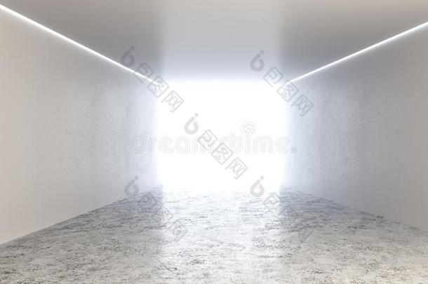 被照明的白色的走廊
