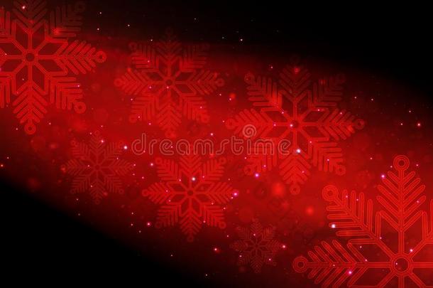 圣诞节红色的背景和红色的明亮的雪花和闪烁.