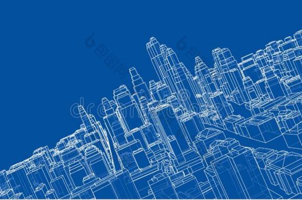 金属丝-框架城市,蓝图方式