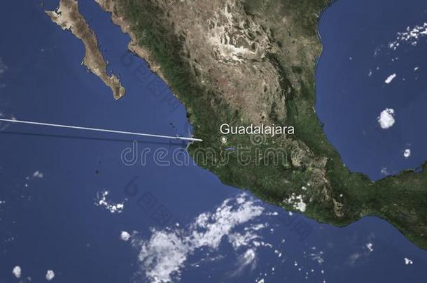 飞机飞行的向瓜达拉哈拉,墨西哥向指已提到的人地图.3英语字母表中的第四个字母翻译