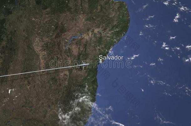 飞机飞行的向萨尔瓦多,巴西苏木从西.3英语字母表中的第四个字母翻译