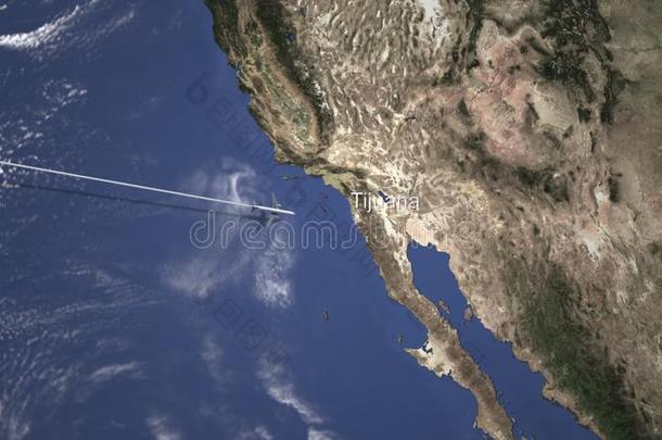 商业的飞机飞行的向提华纳,墨西哥.3英语字母表中的第四个字母翻译