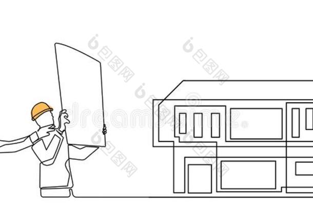 连续的线条绘画<strong>工程师</strong>建筑物建筑物主管