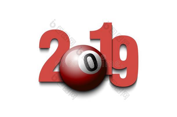 新的年算术2019和台球的球
