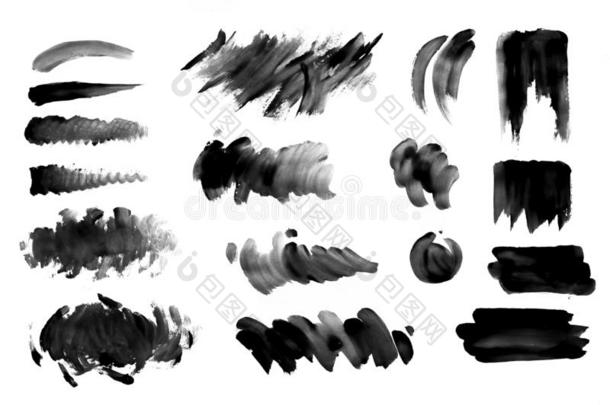 刷子中风和水彩颜料向纸刷子中风和