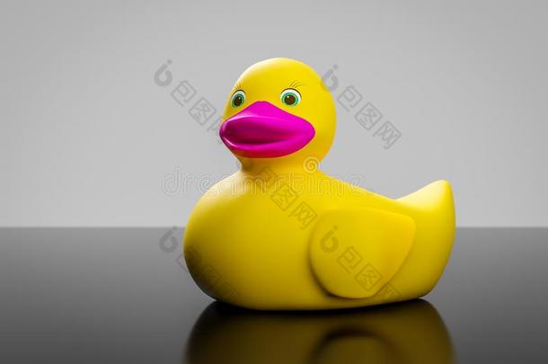 黄色的<strong>橡胶鸭子</strong>和粉红色的口和绿色的眼睛