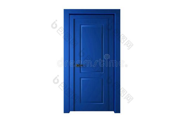 单一的蓝色门关闭着的-<strong>门框</strong>架唯一的,不墙