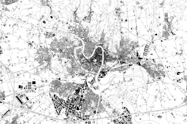 <strong>卫星地图</strong>关于维罗纳,威尼托区,意大利,城市大街