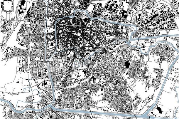 <strong>卫星地图</strong>关于帕多瓦,=Pua,意大利,城市大街