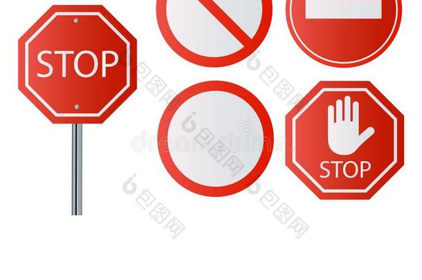 停止手势收集采用红色的和白色的,交通符号向通知英语字母表中的第四个字母