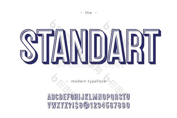 矢量明显的站起来字体现代的凸版印刷术