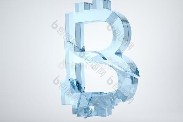 玻璃点对点基于网络的匿名数字货币象征破碎的和破碎的向灰色的