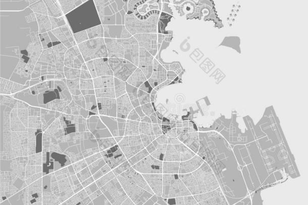 地图关于指已提到的人城市关于多哈,<strong>卡塔尔</strong>