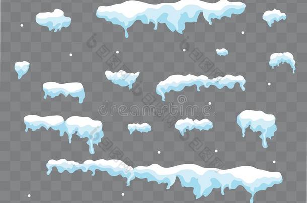 雪盖itals大写字母,<strong>雪球</strong>和雪堆放置.雪盖矢量收集