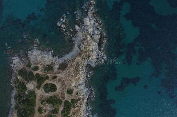 空气的摄影关于指已提到的人撒丁岛海岸在的时候一夏日落.