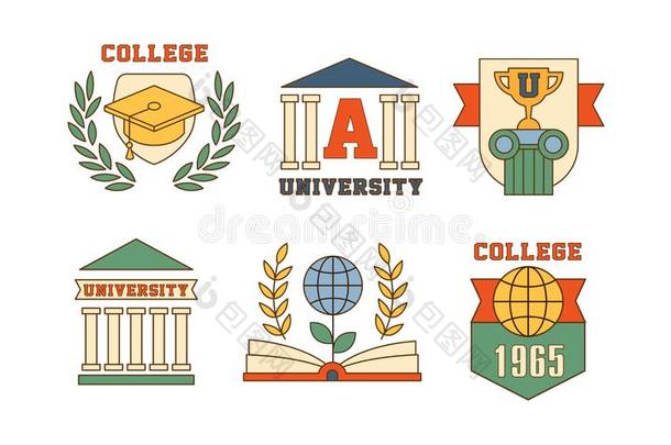 矢量放置关于象征为大学和大学.平的外形