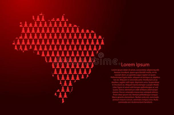 巴西苏木地图抽象的纲要的从红色的圣诞节树和幸福的