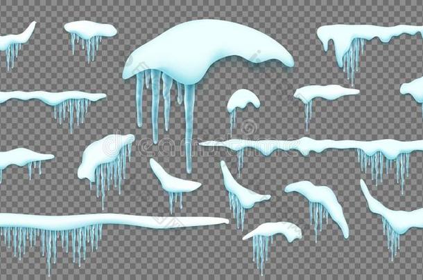 大的放置关于现实的雪capitals大写字母,冰柱,雪ball和雪drift