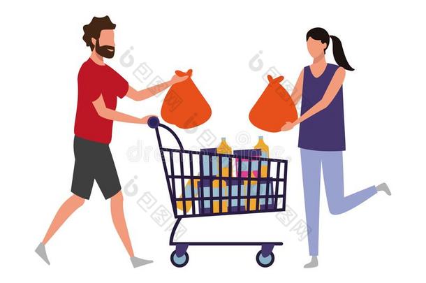 人购物在超级市场
