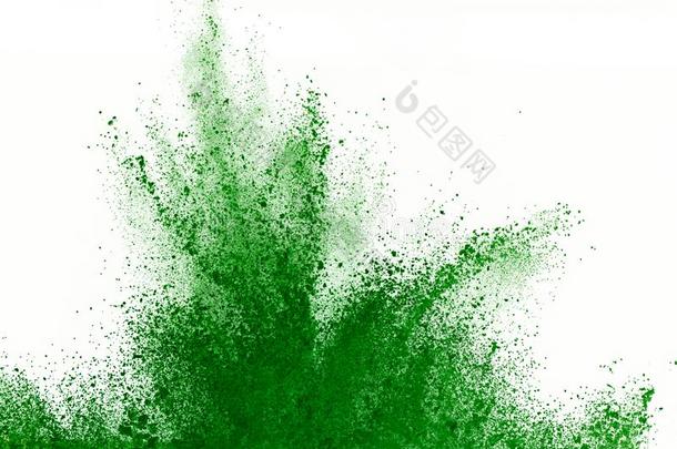 抽象的绿色的粉飞溅的背景,使结冰运动关于颜色
