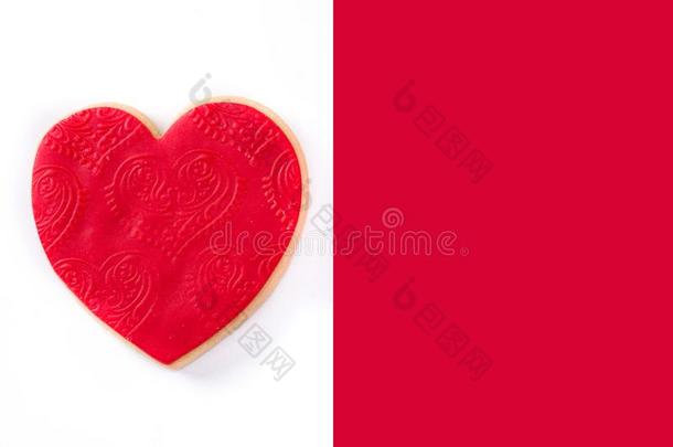红色的心-合适的饼干为情人`英文字母表的第19个字母一天向白色的和红色的用绳子拖的平底渡船