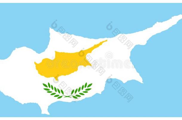 塞浦路斯地图和旗