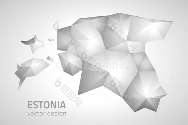 爱沙尼亚多角形的马赛克灰色的和银矢量三角形现代的