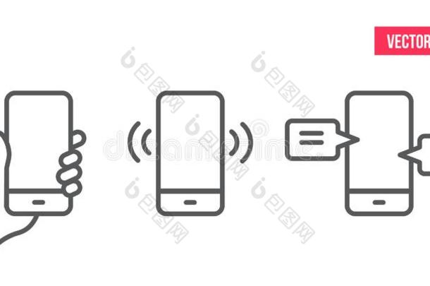 可移动的电话线条IconSmartphone和白色的屏幕矢量earningspershare每股收益10