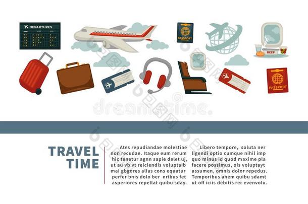 旅行或飞机w或ld旅行<strong>海报</strong>vect或平的设计f或旅行